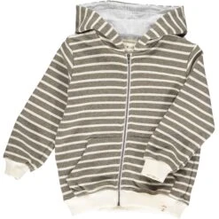 PARSONS Mushroom/Cream Stripe Zipped Hooded Top