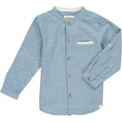 ATOKA Chambray Blue Woven Round Neck Shirt