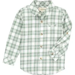 Sage/white Plaid Woven Shirt
