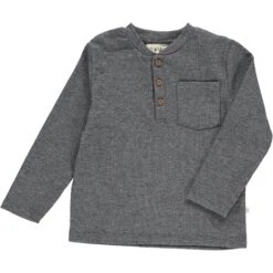 BENJI Heathered Charcoal Ribbed Henley