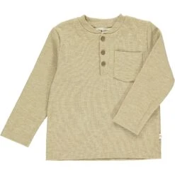BENJI Heathered Beige Ribbed Henley