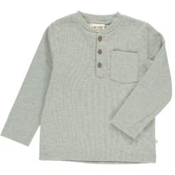 BENJI Heathered Grey Ribbed Henley