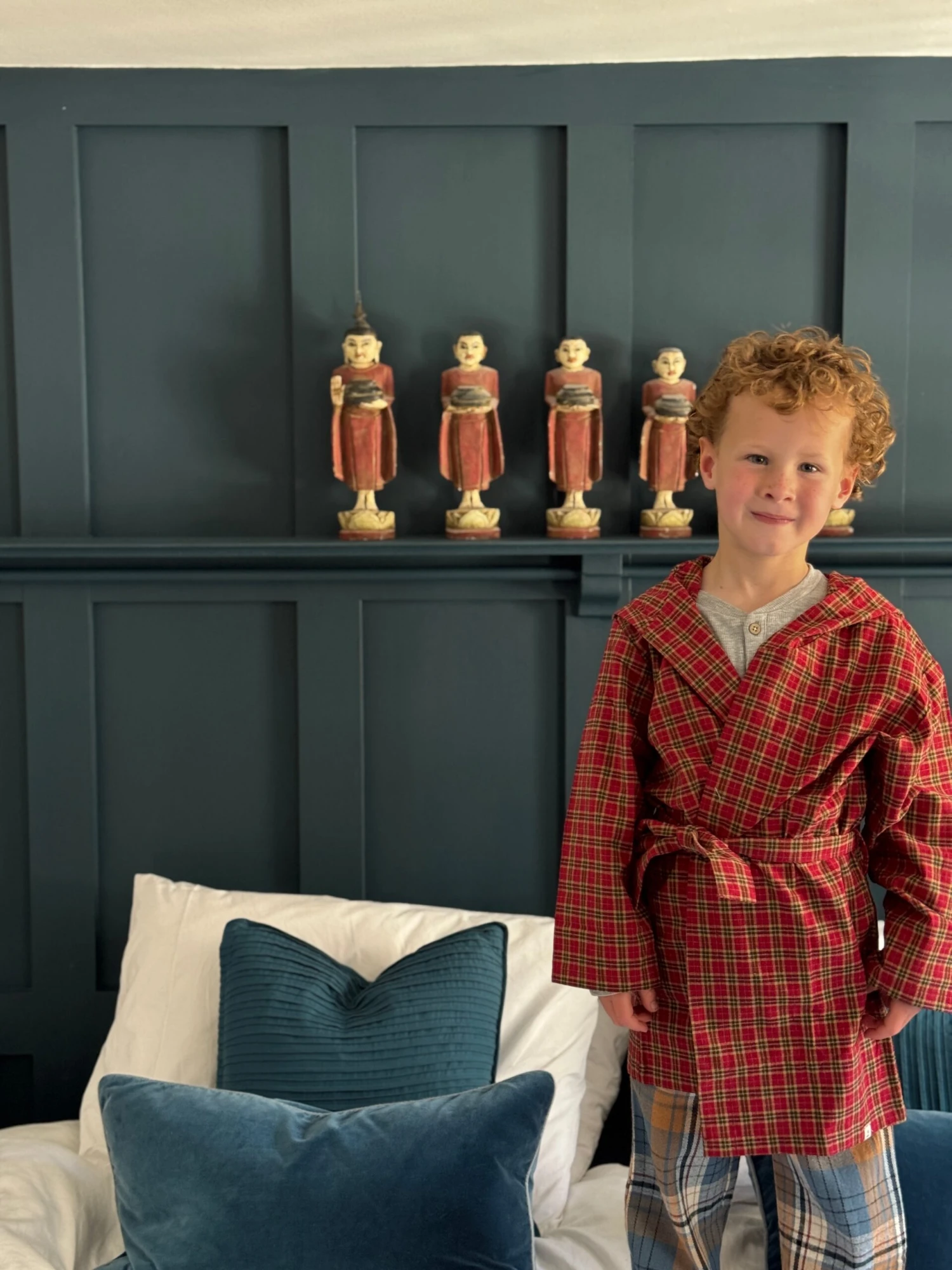 MUNFORD Red/brown Plaid Lounge Robe 3 MUNFORD Red/brown Plaid Lounge Robe - Image 3