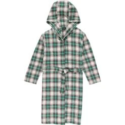 MUNFORD Green/Brown/White Plaid Lounge Robe
