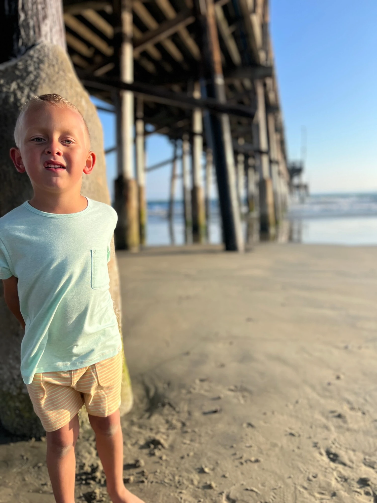 TIMOTHY Peach/Green Stripe Pique Shorts 2 TIMOTHY Peach/Green Stripe Pique Shorts - Image 2