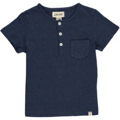 DODGER Navy Ribbed Short Sleeved Henley Tee