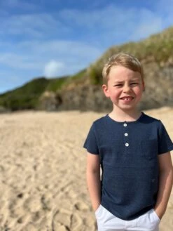 DODGER Navy Ribbed Short Sleeved Henley Tee -Me & Henry HB831f 1