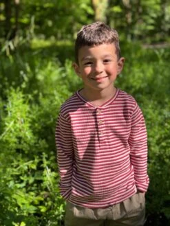 ADAMS Burgundy Ribbed Henley Stripe -Me & Henry HB934S 2