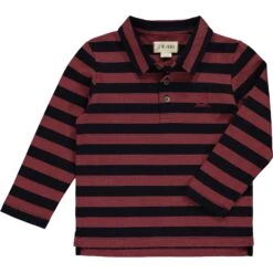SUMPTER Navy/Burgundy Stripe Pique Polo