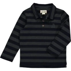 SUMPTER Navy/grey Stripe Pique Polo