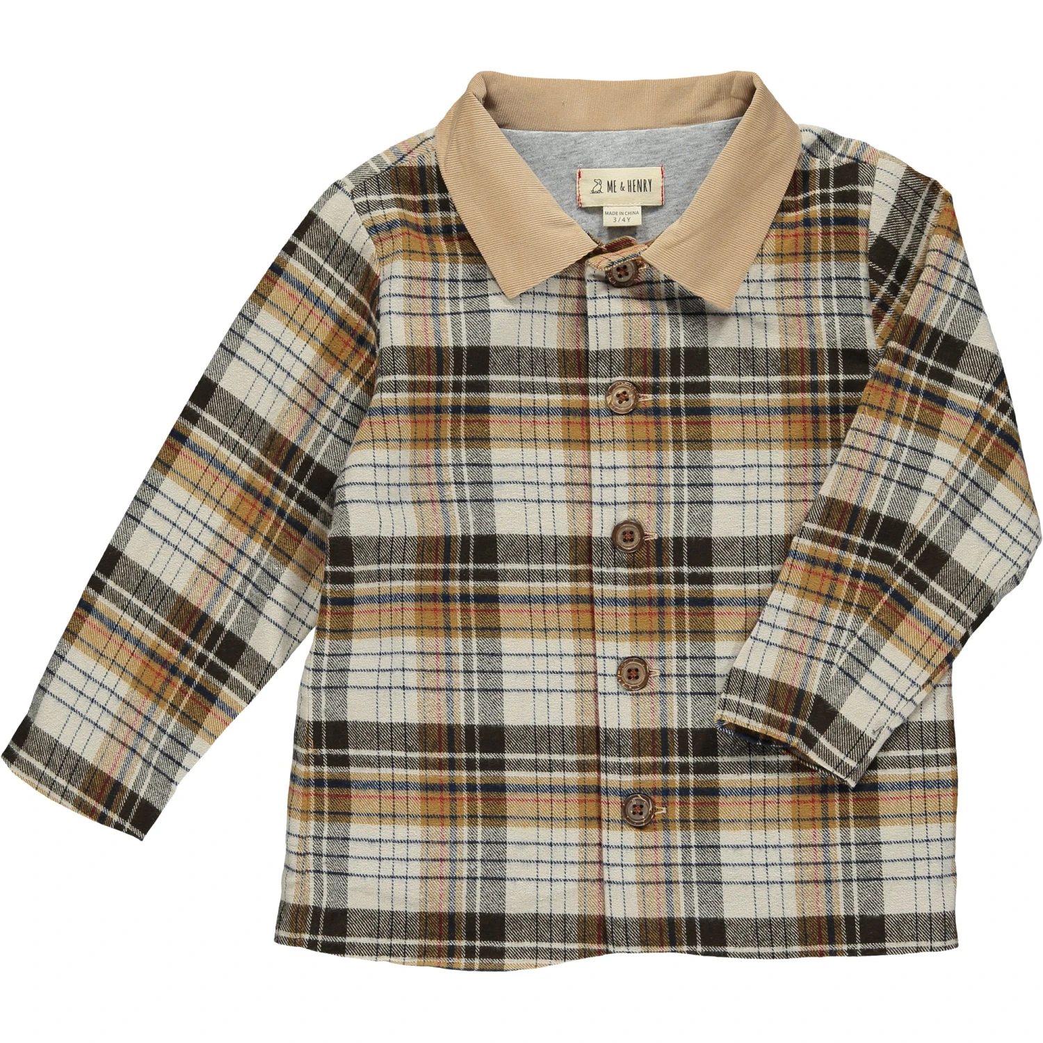 WELLFORD Brown/cream Plaid Lumberjack Shacket 1 WELLFORD Brown/cream Plaid Lumberjack Shacket
