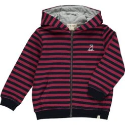 PARSONS Burgundy Stripe Zipped Hooded Top