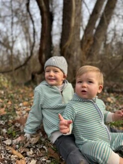 BLAINE Turquoise/Beige Cosy Hooded Romper -Me & Henry HB998AHB1323G 3