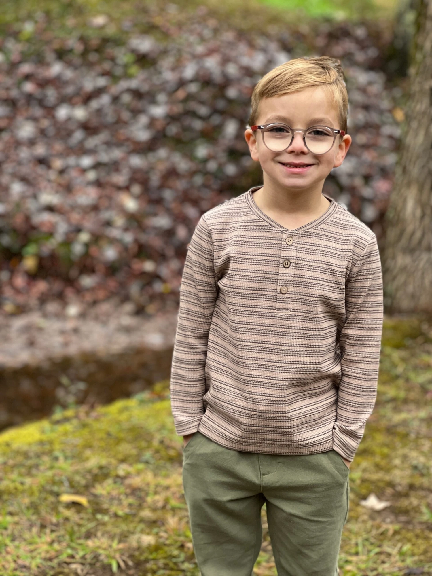 ADAMS Brown/Cream Stripe Ribbed Henley 2 ADAMS Brown/Cream Stripe Ribbed Henley - Image 2