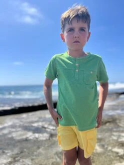 BOARDWALK Green Pique Henley Tee 7 BOARDWALK Green Pique Henley Tee -Me & Henry IMG 46292