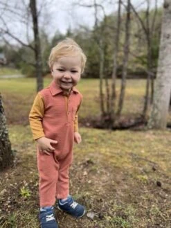 ARLINGTON Pumpkin/Gold Arms Cosy Polo Romper -Me & Henry IMG 4810