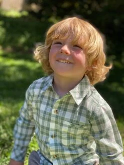 Sage/white Plaid Woven Shirt -Me & Henry IMG 4864