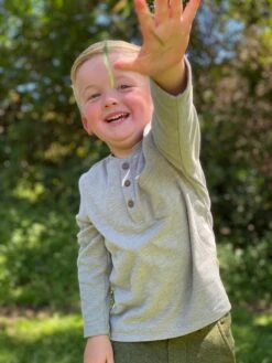 BENJI Heathered Grey Ribbed Henley -Me & Henry IMG 5067