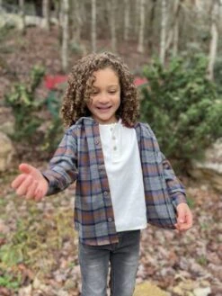 ERIN Brown/Grey/Blue Plaid Hooded Woven Shirt 5 ERIN Brown/Grey/Blue Plaid Hooded Woven Shirt -Me & Henry IMG 5760