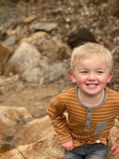 LINDEN Mustard/White Stripe Henley -Me & Henry IMG 7082 fb6176e4 2483 44af adb2 c4544aff7b8a