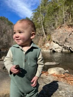 ARLINGTON Green/Sage Arms Cosy Polo Romper 5 ARLINGTON Green/Sage Arms Cosy Polo Romper -Me & Henry IMG 7366