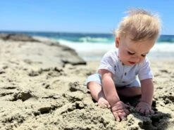 AFLOAT Blue/White Stripe Raglan Romper 8 AFLOAT Blue/White Stripe Raglan Romper -Me & Henry IMG 8146