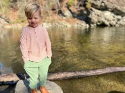 ADAMS Pumpkin/White Stripe Henley -Me & Henry IMG 8432