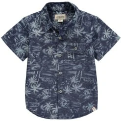 Mens Newport Woven Shirt Navy Hawaiian Print