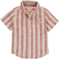 Mens Newport Woven Shirt Red/cream Stripe