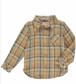 Me & Henry 26 Beige/blue Plaid Shirt