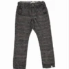 Grey Plaid Woven Pants With Suspenders