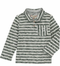Green/White Stripe Polo