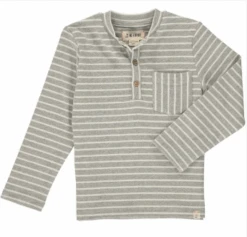 FLAGSTOP Grey Stripe Henley Tee