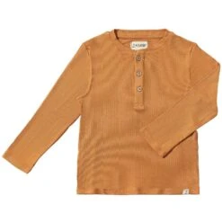 ADAMS Burnt Orange Ribbed Henley