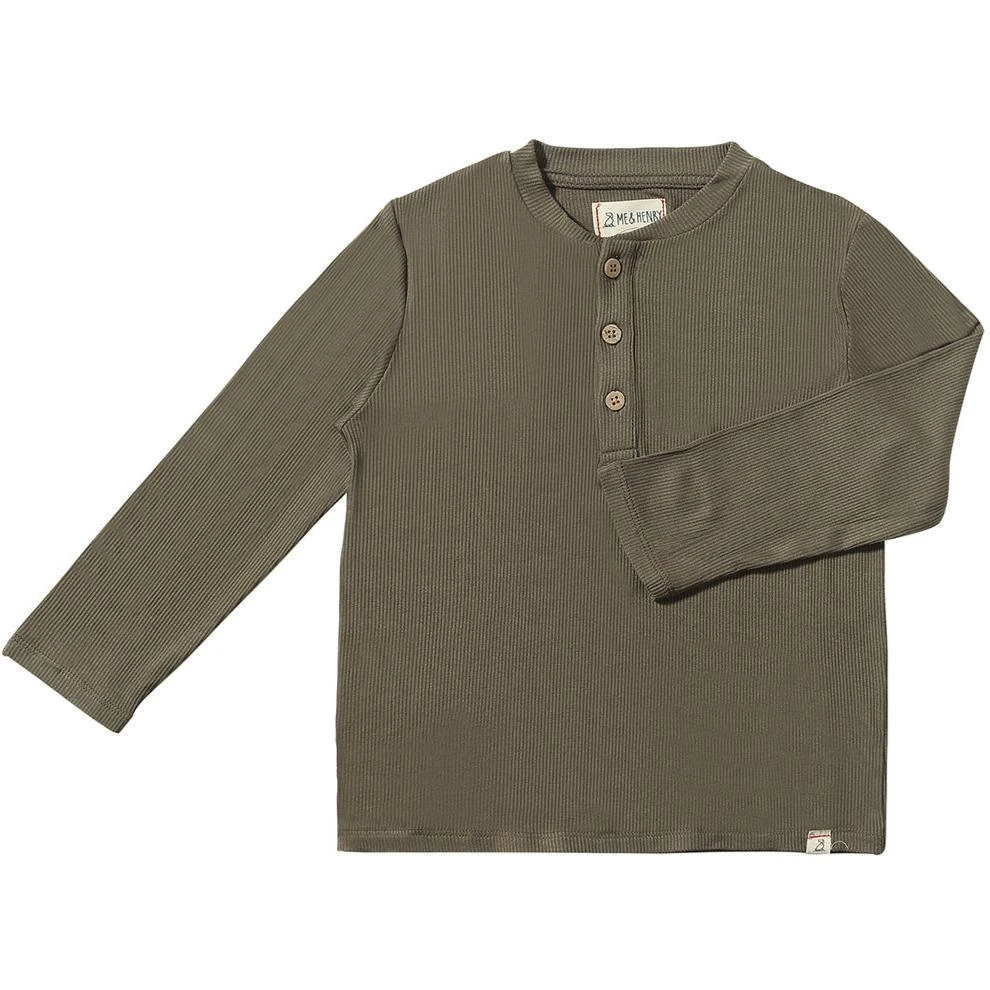 ADAMS Green Ribbed Henley 1 ADAMS Green Ribbed Henley