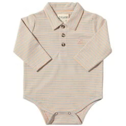 SEYMOUR Blue/Apricot Pique Polo Onesie