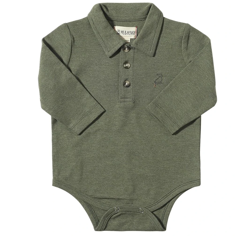 SEYMOUR Sage Pique Polo Onesie 1 SEYMOUR Sage Pique Polo Onesie
