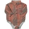 JASPER Rust Plaid Woven Onesie