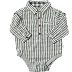 Me & Henry 38 JASPER Cream/Black Stripe Woven Onesie