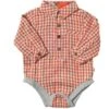 Pumpkin Micro Plaid JASPER Woven Onesie