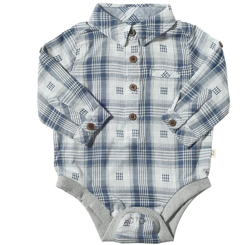 JASPER Blue Plaid Woven Onesie 1 JASPER Blue Plaid Woven Onesie