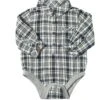 JASPER Navy/White Plaid Woven Onesie
