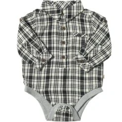 JASPER Black/White Plaid Woven Onesie