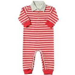 KINGSTON Red/Beige Stripe Polo Romper