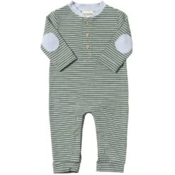 NIOTA Green/White Stripe Henley Romper
