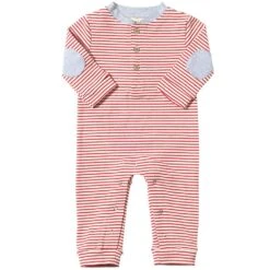 NIOTA Red/Grey Stripe Henley Romper