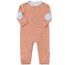 NIOTA Rust/White Stripe Henley Romper