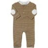 NIOTA Tan/Black Stripe Henley Romper