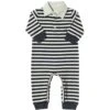KINGSTON Navy/Grey Stripe Polo Romper