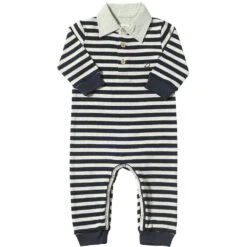 KINGSTON Navy/Grey Stripe Polo Romper